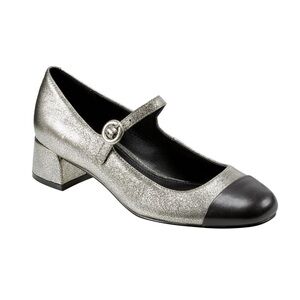 Marc Fisher LTD Silver and Black Mary Jane Flats